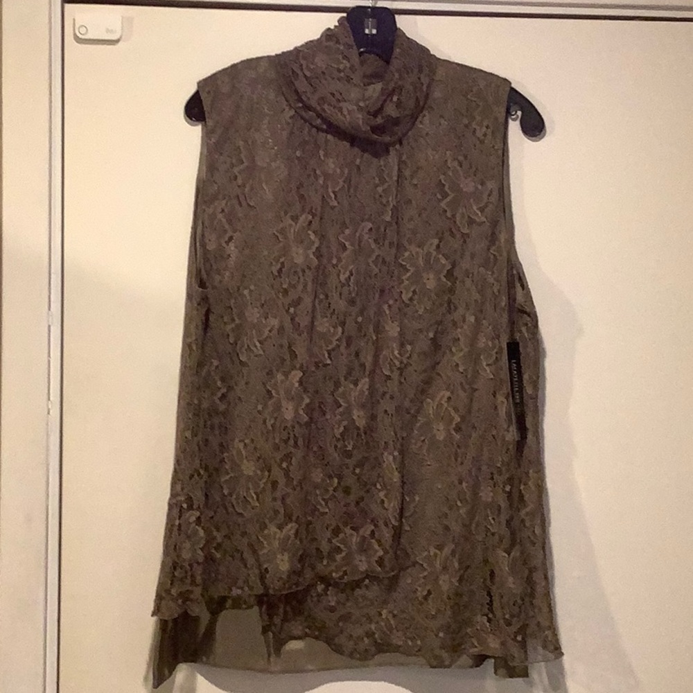 LAFAYETTE 148 size 14 taupe lace top